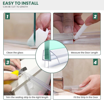 2-Pack 5/16" x 39" Shower Door Bottom Seal Strip, Shower Door Sweep | Frameless Glass Door Seal Strip, Stop Shower Leaks for 5/16" (8mm) Thick Glass