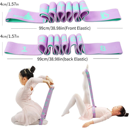 8 Loops Stretching Strap for Kids, Extended Dance Stretch Band Elastic for Ballet & Gymnastics, Children's Resistance Bands for Flexibility Training, Dance Equipment for Girls