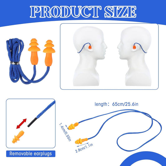 Relaxweex 500 Pairs Corded Ear Plugs Bulk 25dB NRR Reusable Silicone Ear Plug with String Individually Wrapped Earplugs for Sleeping Noise Reduction Hearing Protection Shooting Work (Blue Yellow)
