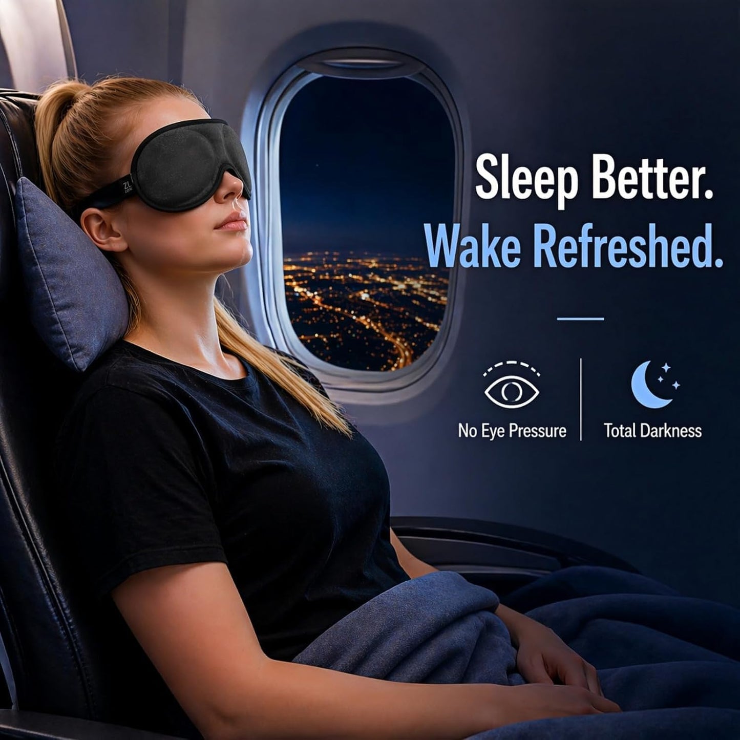 Ultra-Thin 3D Sleep Mask for Side Sleepers Women Men, Contoured Eye Mask for Lash Extensions, Light Blocking, Soft Breathable Lightweight Eye Mask for Sleep, Travel, Meditation,Airplane (Black)
