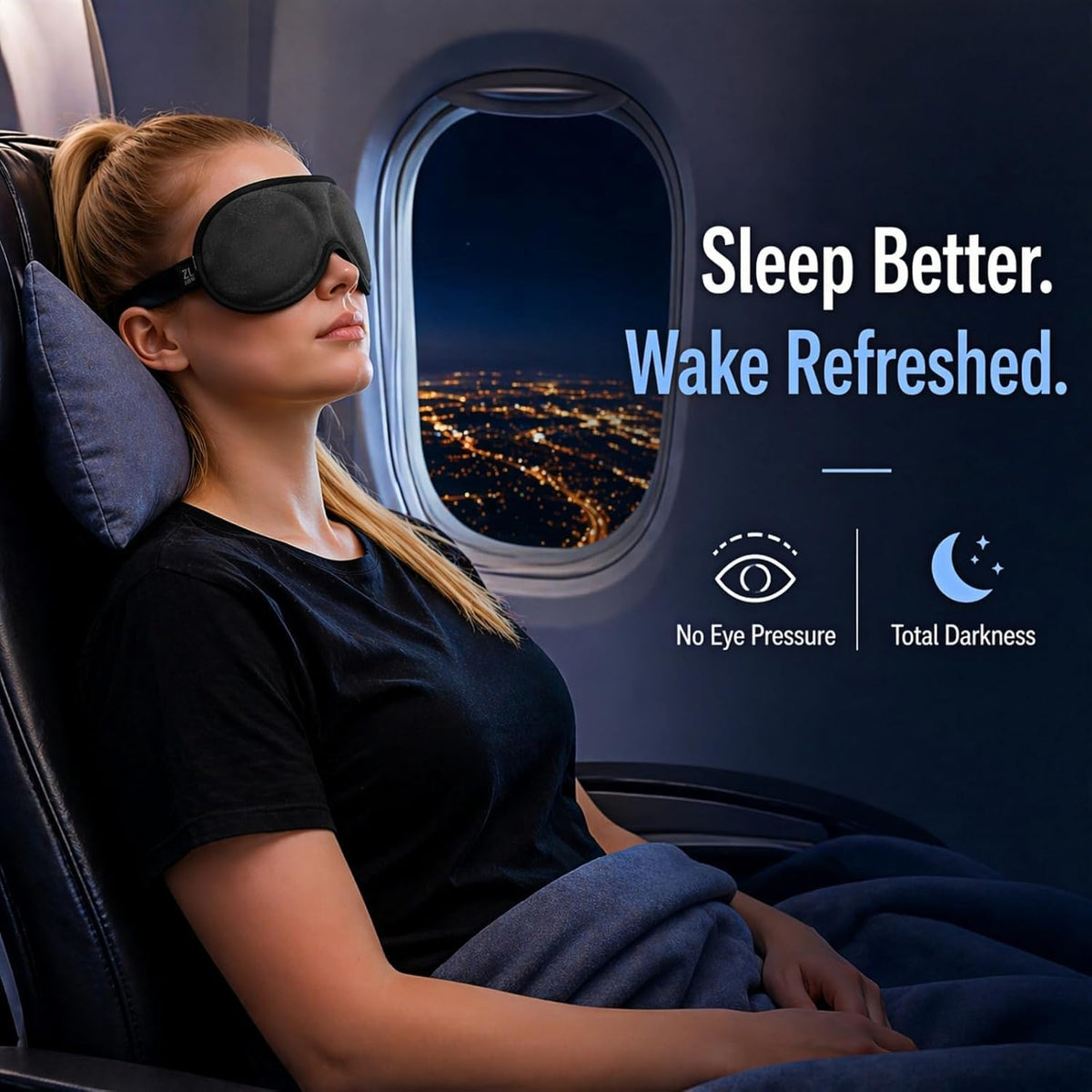 Ultra-Thin 3D Sleep Mask for Side Sleepers Women Men, Contoured Eye Mask for Lash Extensions, Light Blocking, Soft Breathable Lightweight Eye Mask for Sleep, Travel, Meditation,Airplane (Black)