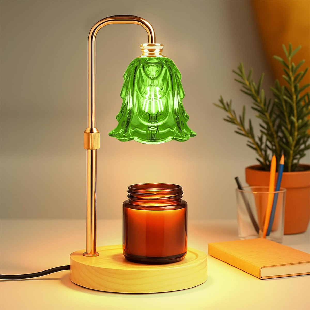 Candle Warmer Lamp with Timer and Dimmer, Electric Wax Warmers for Scented Candles with 5 Brightness Settings, Anti-Glare Lamp with Adjustable Height, Home Decor, Gift for Birthday, Valentines