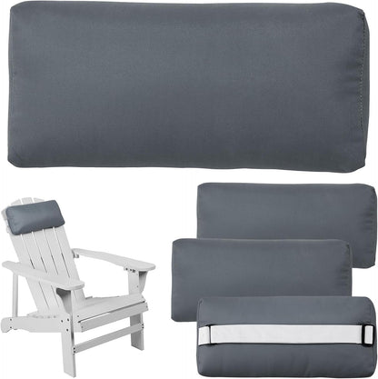 Headrest Pillow for Patio Chaise Lounge Chair, 4 Pack Outdoor Chaise Pillows with Adjustable Elastic Stripe Head Resting Pillows for Recliner Office Chair, Dark Gray