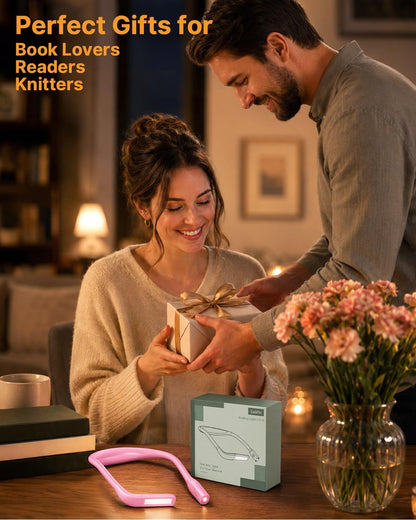 Neck Book Light, Rechargeable Reading Light, 3 Colors Dimmable | Back to School Supplies College Dorm Essentials Bed Lamp, Hands-Free, Dual Lamps, 80H Lasting Neck Light, Gifts for Gilrs