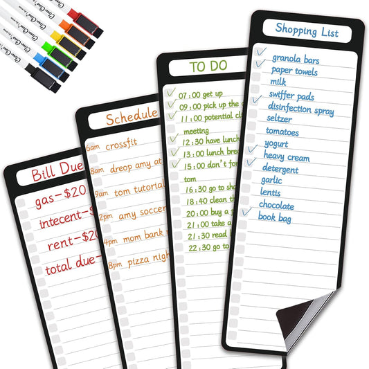 Magnetic Dry Erase Monthly Calendar Set - 15.5"x13" Monthly and 8.5"x13" Weekly Calendar for Fridge - 6 Extra Fine Point Markers Included - Shipped Flat