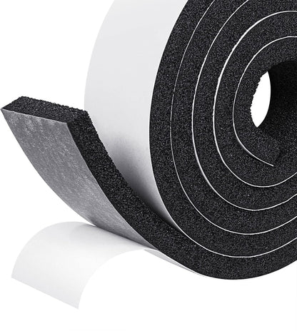 fowong AC Window Seal Foam Tape, 1" x 1" Thick Foam Weather Strip, Black | High Resilience Foam Tape Seals Large Gaps Around Ac Windows and Doors, 6.5ft x 2 Rolls, Strong Adhesive, Install in Minutes