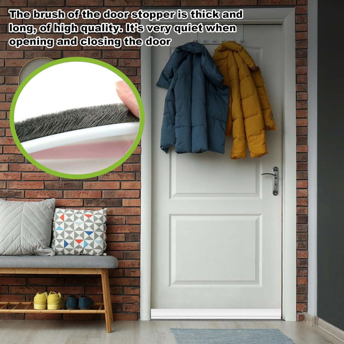 2 PCS Door Brush Bottom Sweep, Draft Stopper 2" W x 39" L, Black | No Residue, Strong Adhesive Self Adhesive Door Sweep for Bottom, Bottom Seal Strip for Dust/Noise/Hot or Cold Air Insulation