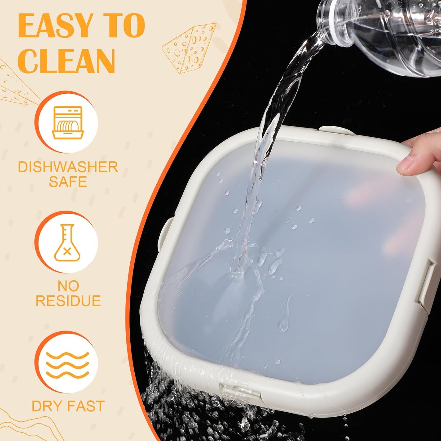 Nuogo 4 Pcs Silicone Food Storage Containers, Fruit Storage Box, Onion Keeper, Avocado Saver, Kitchen Organizers for Fridge, Fresh-keeping Design(Red, White,Orange,7.9 x 7.9 x 1.4 Inches)