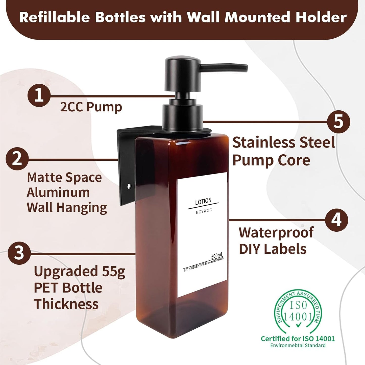 Shampoo Dispenser for Shower Wall, Shampoo and Conditioner Dispenser with 16 Waterproof Labels, No Drill Shower Soap Dispenser Bathroom, Shower Soap Dispenser Wall Mounted 3 Chamber, 17oz,Black | Shampoo Dispenser for Shower Wall, Shower Soap Dispenser
