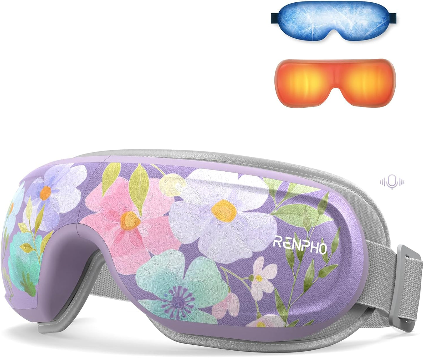 RENPHO Eyeris 3 Eye Massager with Heat and Cooling, Massaging Eye Mask | Voice Control, Vibration & Compression Massager for Dry Eyes & Head Tension, FSA Eligible HSA, Gifts for Women & Men