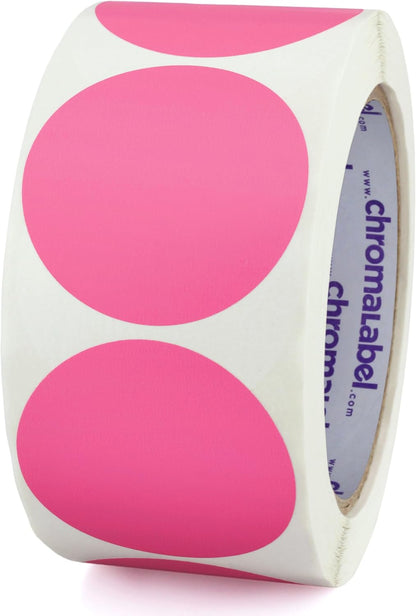 Fluorescent Green Dot Stickers, 2 Inch, 500/Roll | Writable Matte Paper Circle Stickers for Inventory, Classrooms, Offices, Retail, and Color Coding. Made in USA