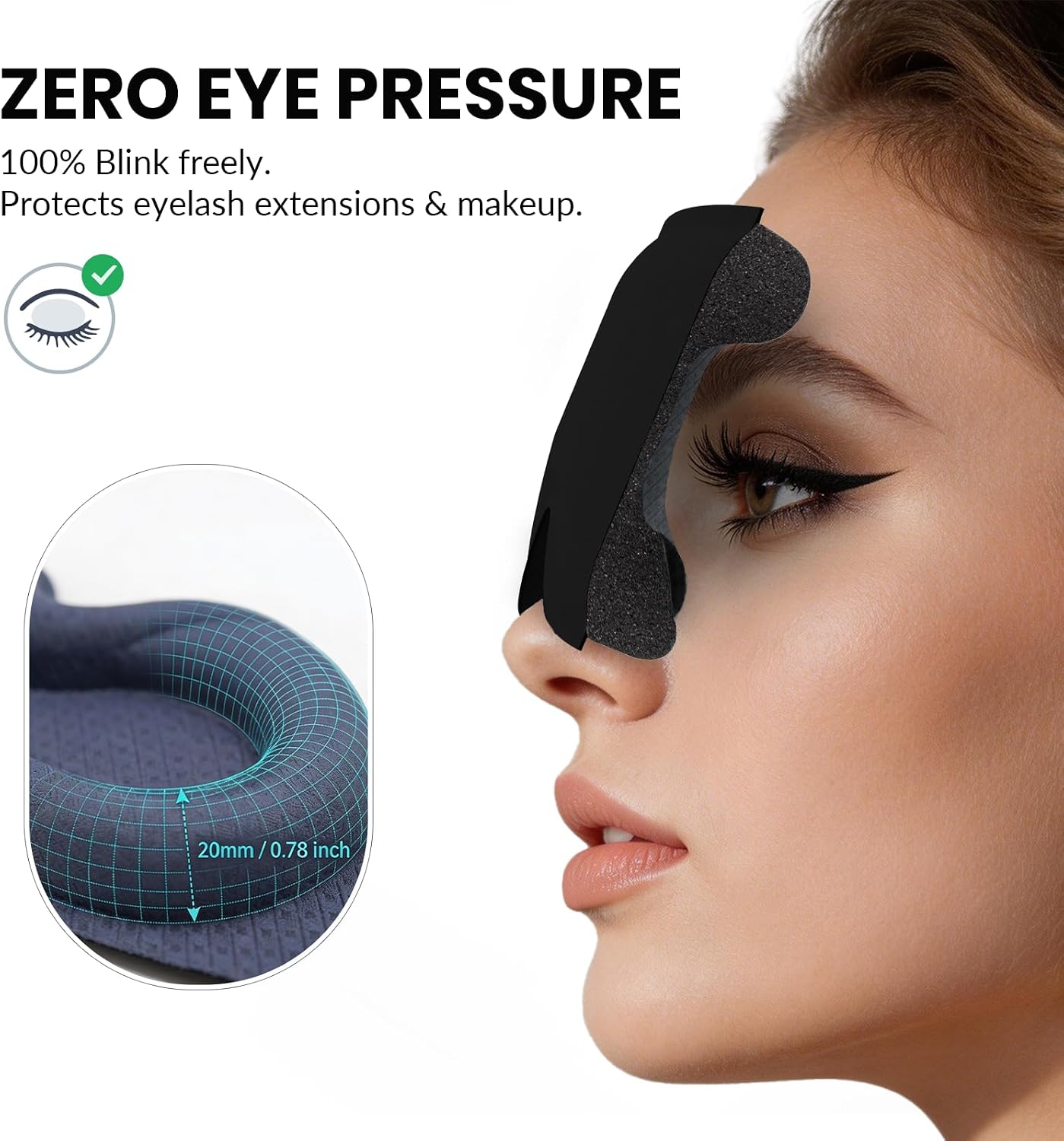 Maximum Blackout Sleep Mask for Deep Sleep, 3D Eye Mask with Spacious Eye Cups, Zero Eye Pressure, Long Eyelash & Lash Extension Friendly, Eye Cover for Travel/Shift Work/Daytime Sleep, Black