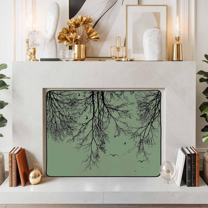 Magnetic Fireplace Cover Tree Branches Bird Fireplace Screen Decorative Brown Black Twigs Deadwood Insulation Fireplace Blocker Save Energy Fireplace Draft Stopper Covers for Living Room 45x34 Inch