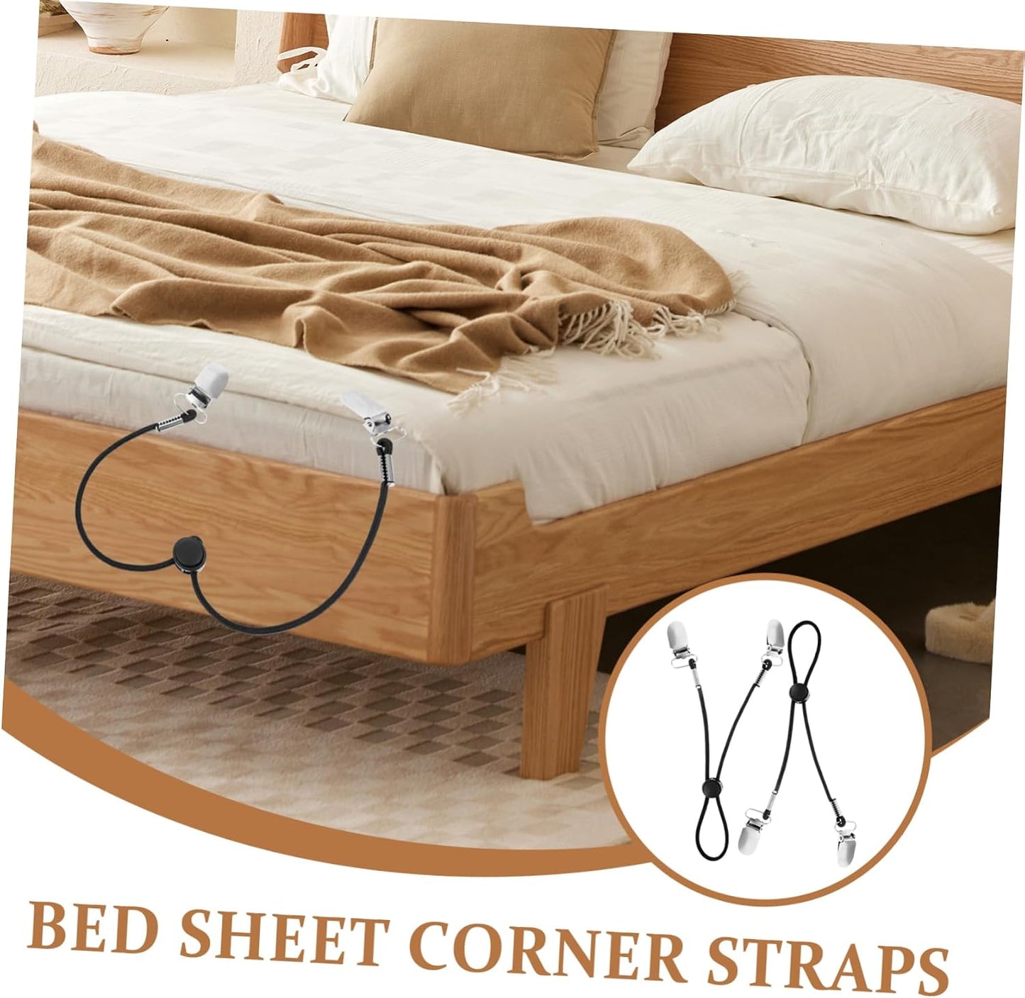 Levemolo 6Pcs Adjustable Bed Sheet Clips Straps Elastic Holders for Fitted Sheets Mattress Corner Fasteners Prevent Slipping and Movement