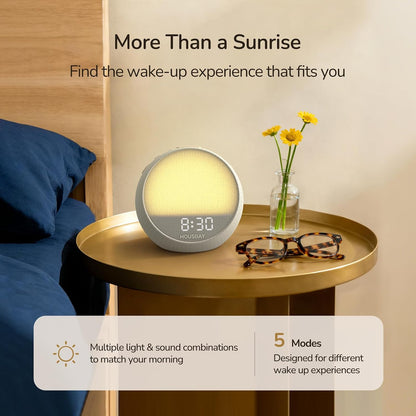 HOUSBAY MINI Sunrise Alarm Clock with Sound Machine | Rhythm Wake-Up Light, White Noise for Sleeping, Compact Phone-Free Bedrooms Clock, Putty