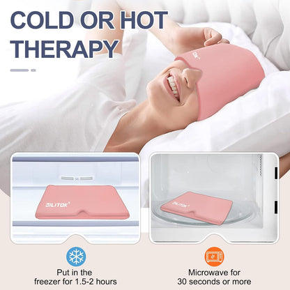 Migraine Headache Relief Cap, Gel Ice Head Wrap, Hot and Cold Therapy, Headache Eyes Mask for Sinus, Puffy Eyes, Tension and Stress Relief (Blue)