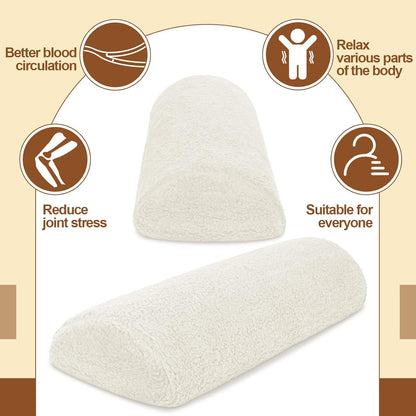 Sintuff Recliner Leg Rest Cushion Sofa Footrest Pillow with Cover Half Moon Bolster Pillow Under Knee Pillow for Sleeping On Back Alleviating Pain, 19.7 x 8 x 3.5 Inch (Coffee)