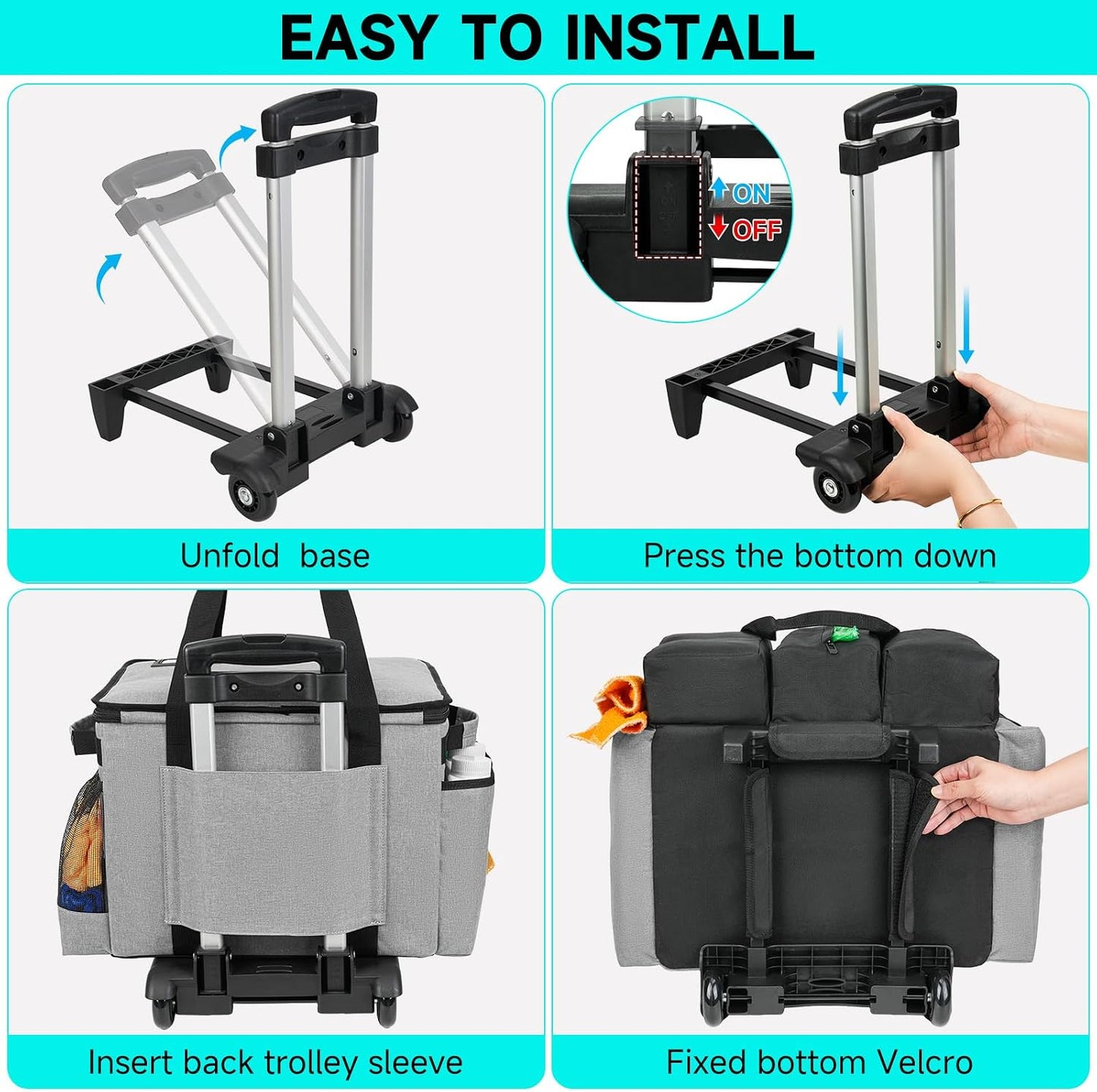 Cleaning Caddy Bag, Extra Large Cleaning Supply Bag for Housekeepers,Black | Sturdy Cleaning Caddy Organizer for Cleaning Supplies with Handle and Adjustable Shouder Strap, Easy to Clean Design