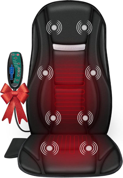 Snailax Vibration Back Massager with Heat, Seat Massager with 8 Vibrating Motors & 5 Modes, Chair Massage Cushion, Massage Pad for Sofa, Recliner, Chair, Home, Office, Gifts for Parents