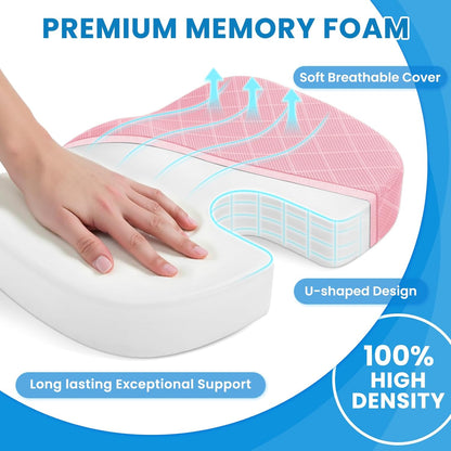 TushGuard Office/ Car Seat Cushion, Non-Slip Sciatica & Back Coccyx Tailbone Pain Relief Chair Pad, Memory Foam Butt Pillow for Computer Desk, Wheelchair, Driving (Black)