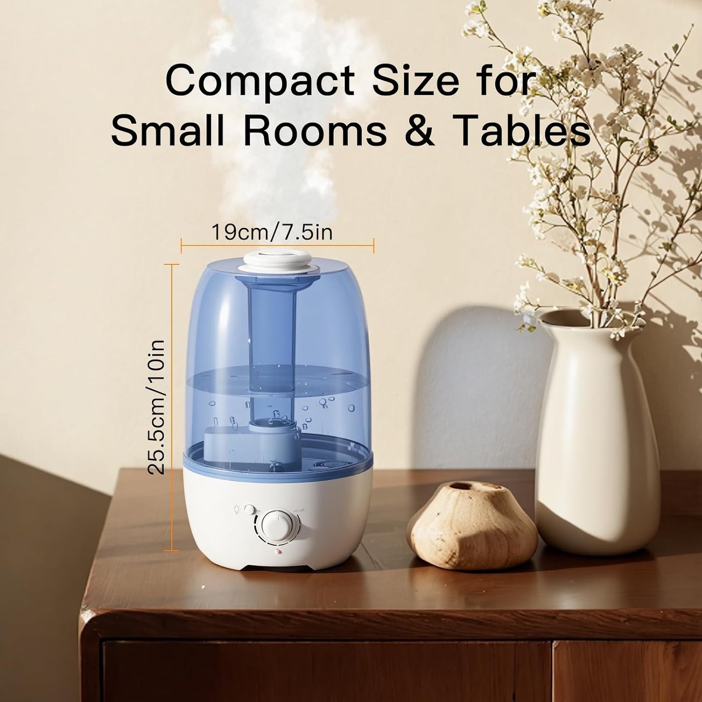 MEGAWISE 3.2L Cool Mist Humidifier for Bedroom, Ultrasonic Air Humidifier for Baby & Kids Room, Quiet Leak-Proof Design, Fine Mist, Auto Shut-Off, Essential Oil Compatible, Sleep Humidifier (White)