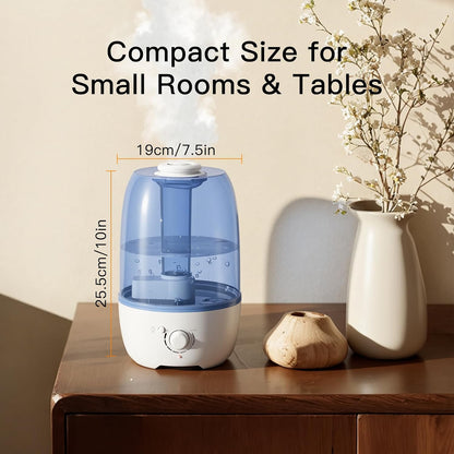 MEGAWISE 3.2L Cool Mist Humidifier for Bedroom, Ultrasonic Air Humidifier for Baby & Kids Room, Quiet Leak-Proof Design, Fine Mist, Auto Shut-Off, Essential Oil Compatible, Sleep Humidifier (White)