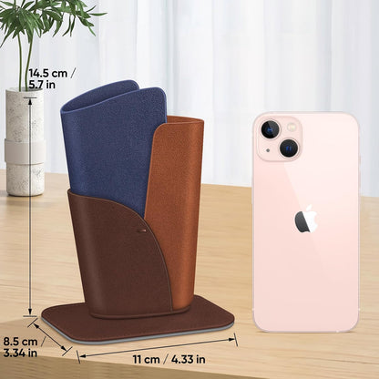 FINTIE Eyeglasses Holder, Vegan Leather Glasses Stand Case For Nightstand | Nightstand Glasses Holder, Desktop Organizer, For Glasses/Remote/Pen Storage, Small Item Storage, Anti-Scratch