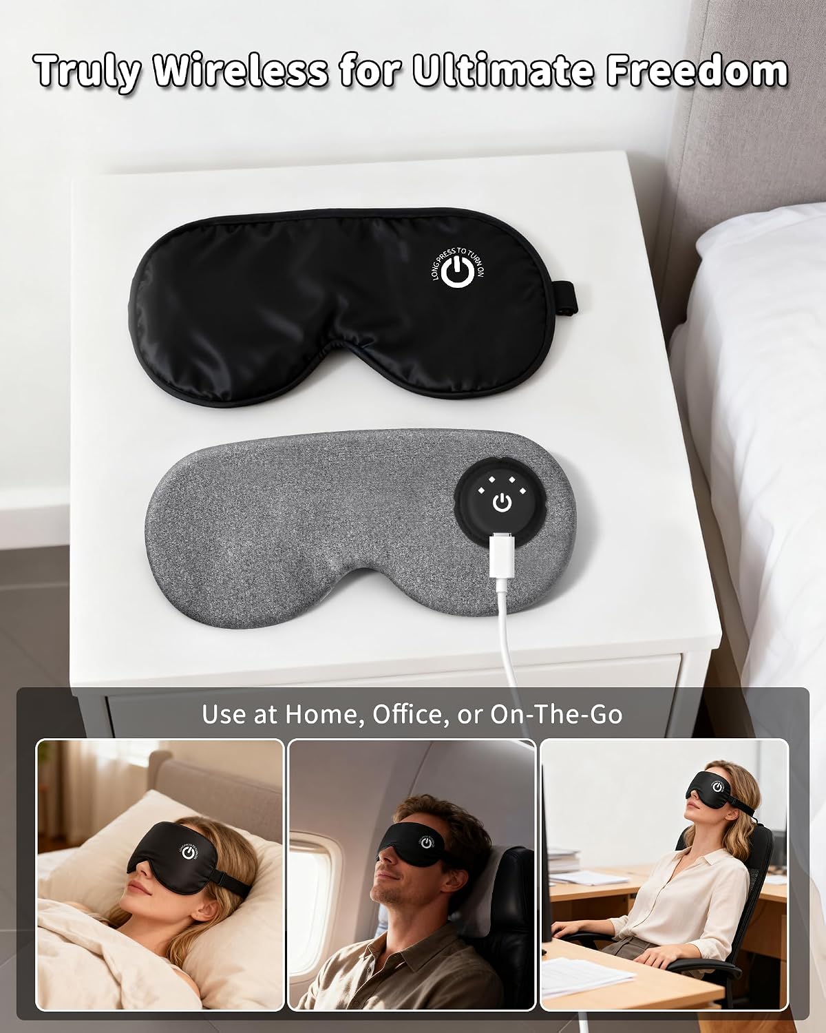 Heated Eye Mask for Dry Eyes, FSA-HSA Eligible, Cordless Rechargeable Warm Compress, 100% Mulberry Silk Removable Cover, 3 Heat Settings 95-131°F, 20-Min Auto-Off, USB-C, Stye & Sleep