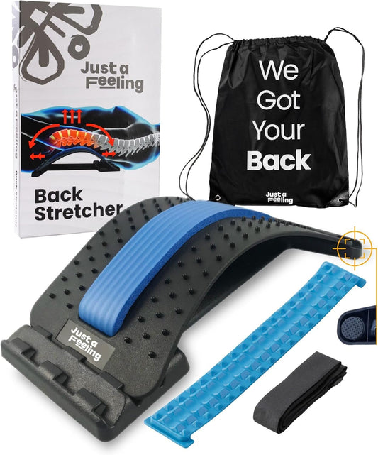 Just A Feeling Back Stretcher Lower - Lumbar Support & Back Cracker w/Silicone & Foam Pads - Spinal Decompression Device for Sciatica, Herniated Disc, Back Popper for Back Pain w/Chair Strap