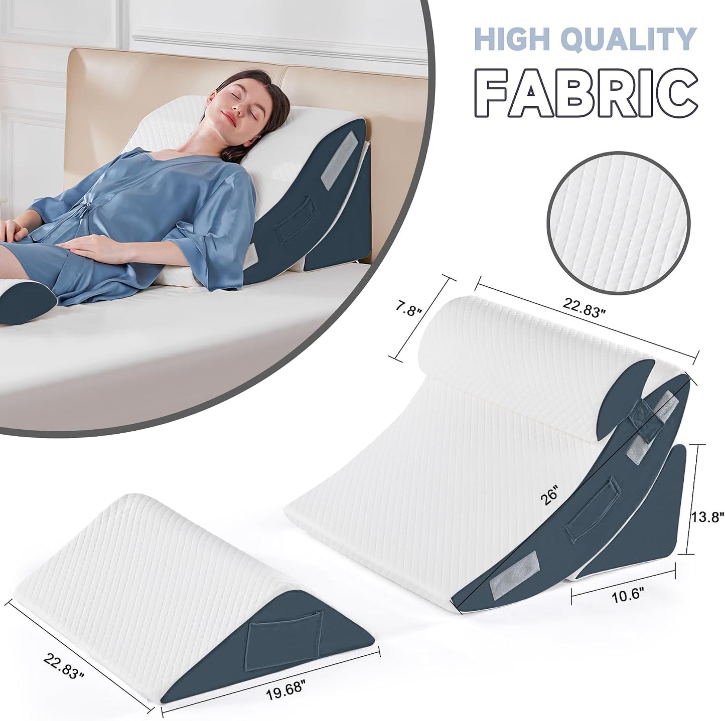 Yojoker Leg Elevation Pillows for Swelling, Memory Foam Wedge Pillow for Legs Blood Circulation, Leg Elevation Pillows for After Surgery, Knee Wedge Pillow for Sleeping Back Hip Ankles Relief