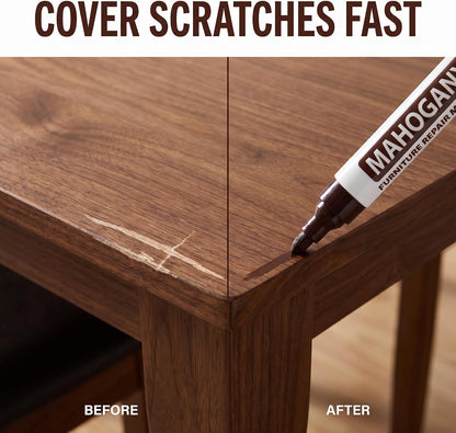 2Pcs Brown Furniture Repair Wood Cabinet Floor Touch Up Markers Scratch Filler Remover - Mahogany,Wood Polish and Care