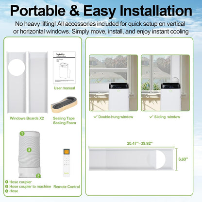 Hykolity WiFi Enabled Portable Air Conditioners 10,000 BTU, Cools Rooms Up To 450 Sq.Ft, 45dB Dual Motor 5 in 1 Quiet Smart AC Unit with Cool, Fan, Dehumidifier, 24H Timer & Sleep Mode