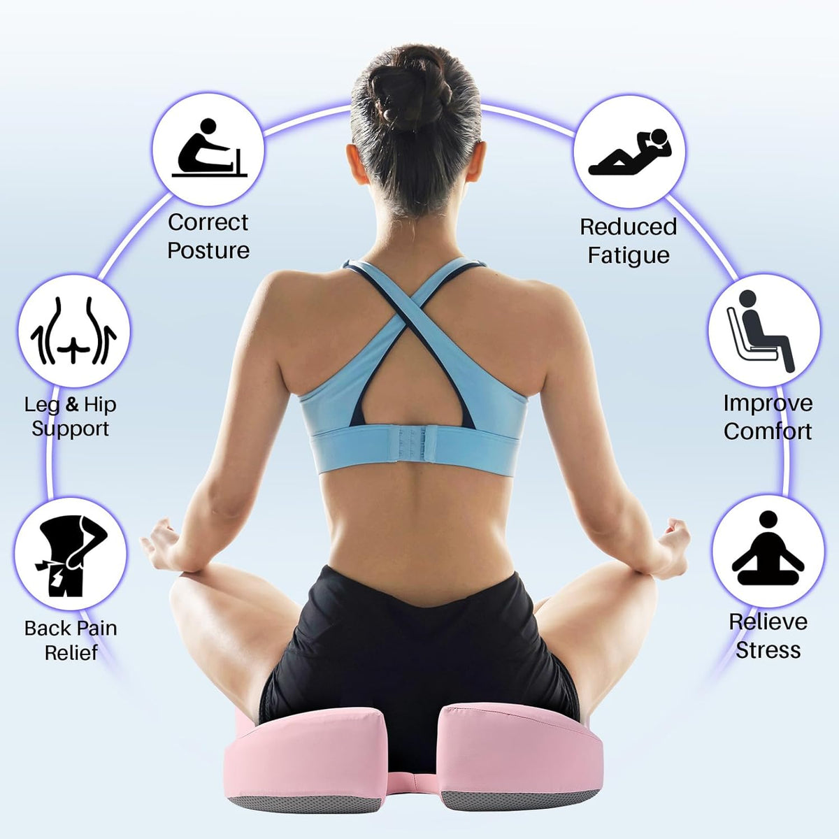 Ergonomic Seat Cushion, Office Chair Cushion for Sciatica Support, Pink