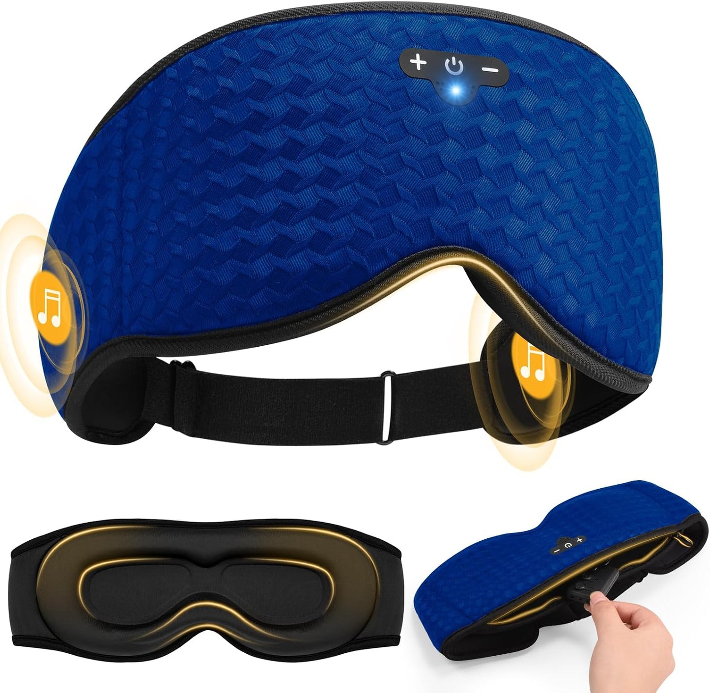 3D Contoured Sleep Mask with Bluetooth Headphones, Adjustable Blackout Sleeping Mask, Easy Installation Sleeping Headphones with Ultra-Thin Stereo Speakers for Men, Women - Black