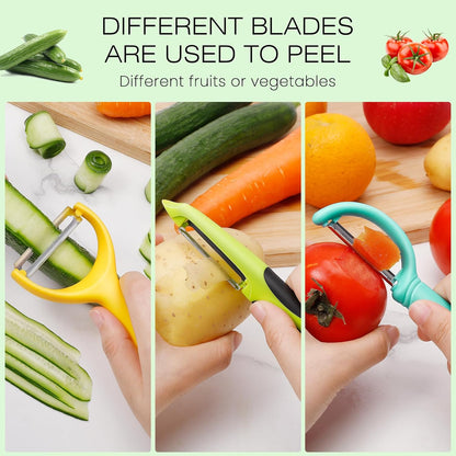 Senbowe Upgrade Potato Peeler for Kitchen, 6PCS Stainless Steel Vegetable Peeler, I and Y Veggie Food Peeler for Apple Fruit Carrot Zucchini Cucumber,Good Grip Makes Peeling Very Easy (Green)