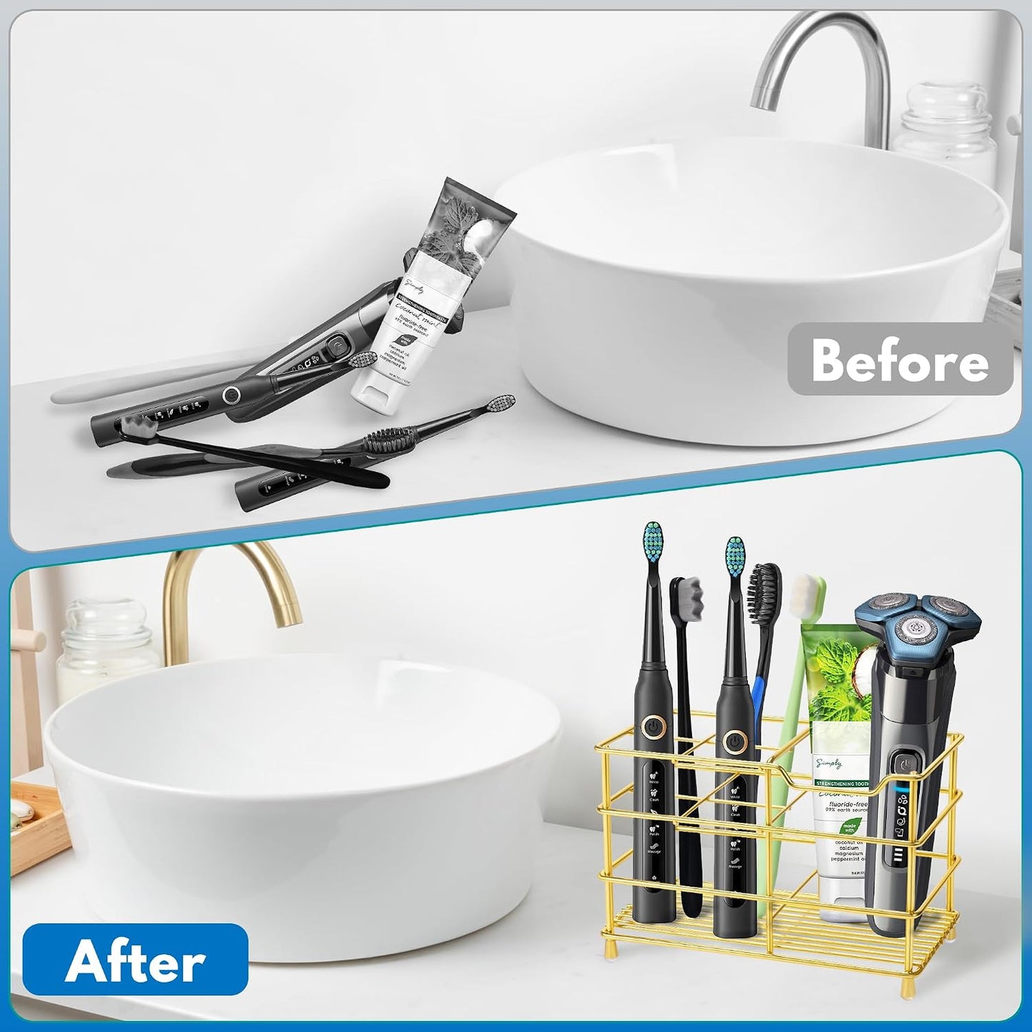 Electric Toothbrush Holders for Bathrooms 304 Stainless Steel Quick Drying | Upgrade Heavy Duty Sturdy Durable Toothpaste Holder Bathroom Organizer Storage Decor Accessories Tooth Brush Holder Caddy
