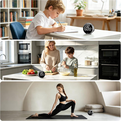 Digital Kitchen Timer with Magnetic - Visual Timer with Large LED Display, Pomodoro Classroom Timers with 3-Preset Times, Volume Adjustable, Countdown & Count Up Timers for Cooking
