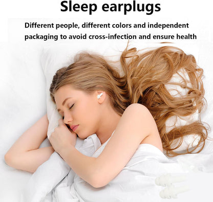 Earplugs for Sleeping Noise Cancelling, 8Pairs Reusable Ear Plugs | Super Soft Silicone, NRR 32 dB, Triple Seal Waterproof, Sleep/Swim/Concerts/Work, Washable BPA-Free, 8Colors Individual Packs