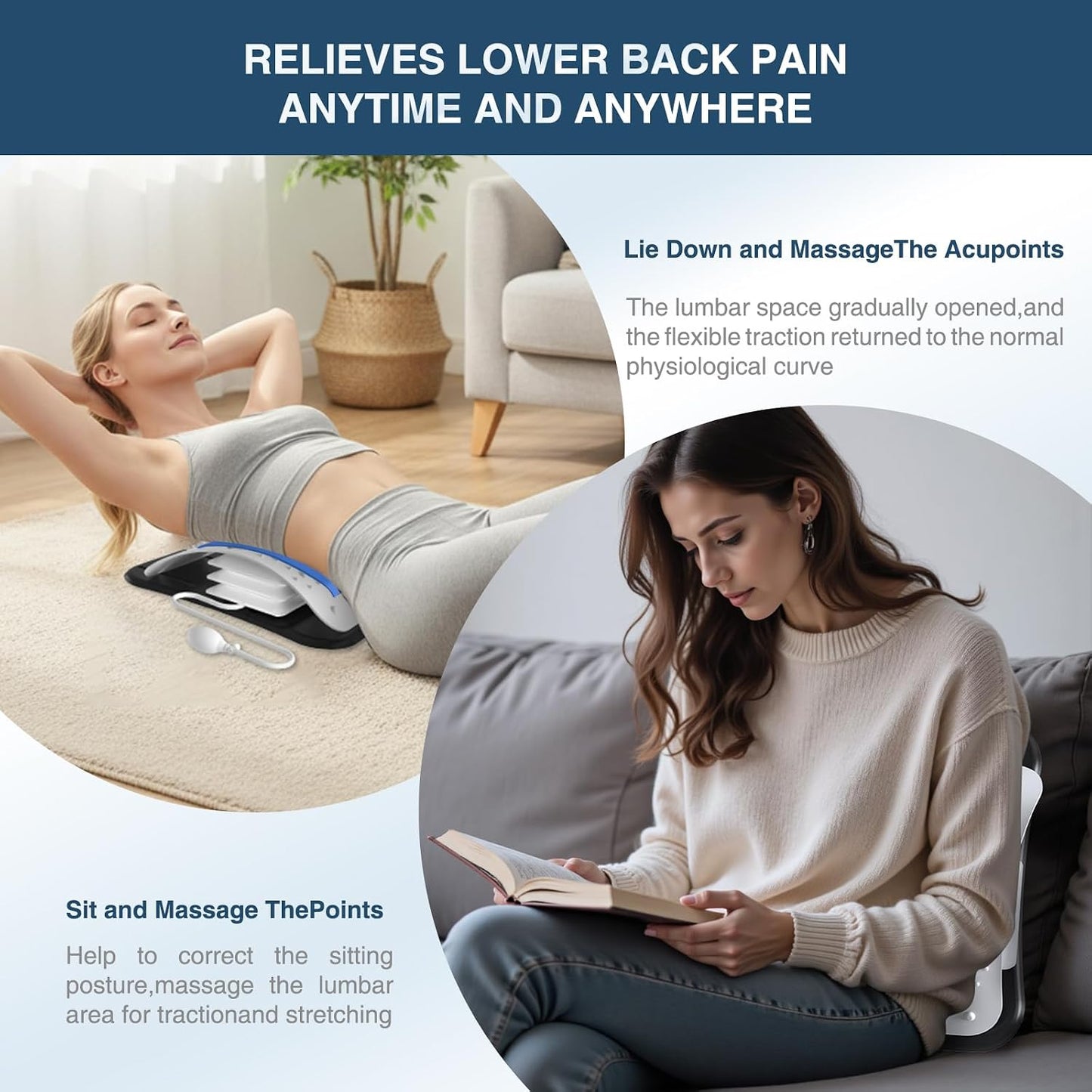 Docemel Back Stretcher for Lower Back Pain Relief,Adjustable Inversion Lumbar Traction Device,Lumbar Support Board for Spinal Decompression and Scoliosis,Sciatic Nerve Release Tool,Back Cracker Board