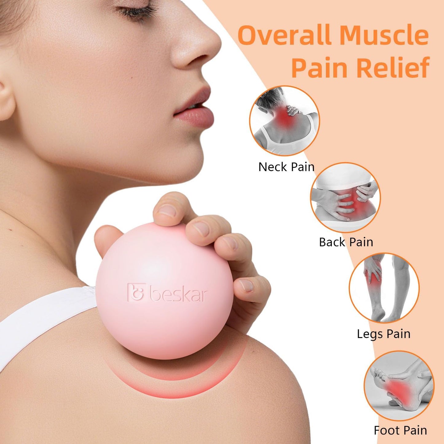Massage Lacrosse Balls for Myofascial Release, Trigger Point Therapy | Foot Massage Ball to Relieve Plantar Fasciitis, Muscle Soreness