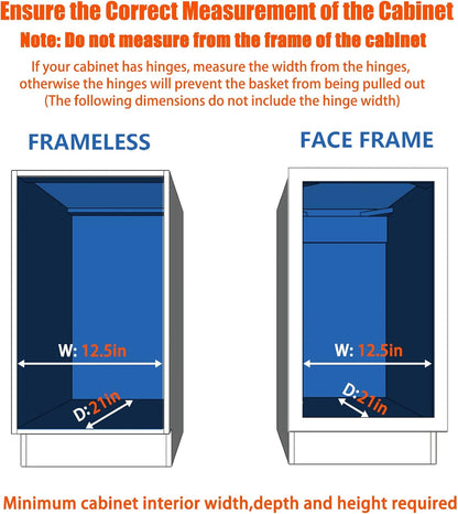 ROOMTEC Pull Out Cabinet Organizer, Pull Out Shelves 5½" W x 21½" D, Heavy Duty Cabinet Drawers Slide Out Kitchen Organizers Storage Shelf