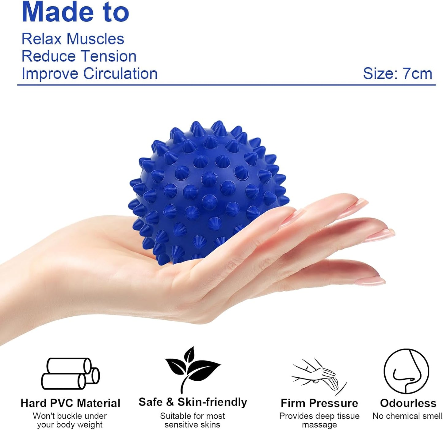 Massage Lacrosse Ball, Spiky Massage Ball, for Deep Tissue, Trigger Point and Myofascial Release, Muscle Knots, and Yoga Therapy (Black-Black)