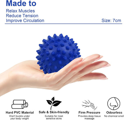 Massage Lacrosse Ball, Spiky Massage Ball, for Deep Tissue, Trigger Point and Myofascial Release, Muscle Knots, and Yoga Therapy (Black-Black)