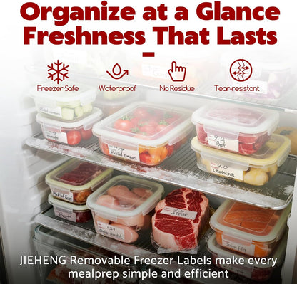 JIEHENG 350Pcs Removable Freezer Labels,1x3 inch Food Labels with 2 Colors | Easy Application,Strong Adhesion,Easy Peel off Labels for Food Storage