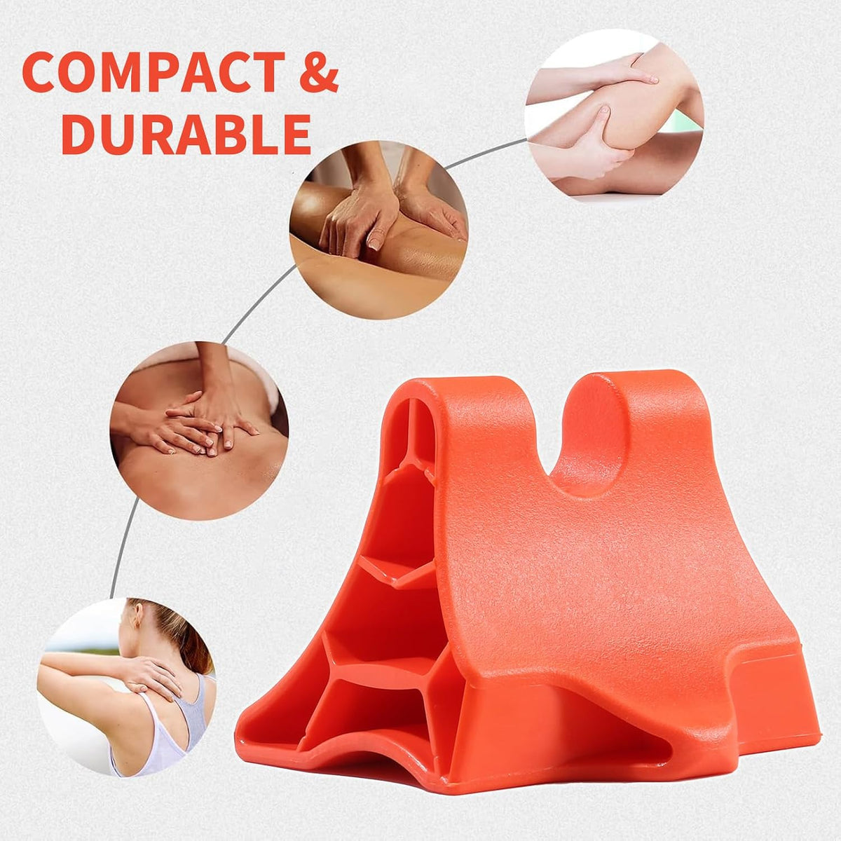 Trigger Point Massage Tool, Handheld Deep Tissue Manual Massager for Neck, Shoulders, Back & Feet, 3-Edge Pressure Point Design, Portable (Red)