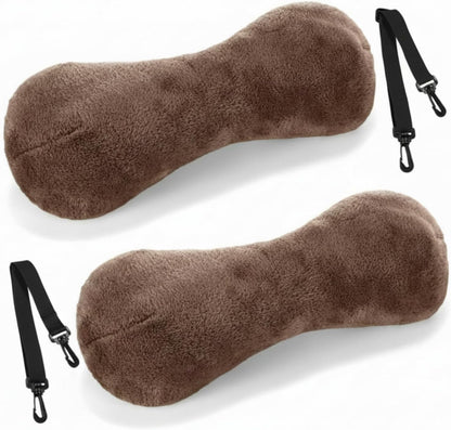 Colingmill 1 Pc Neck Pillow for Recliner Headrest Pillow Bone Shaped Chair Plush with Adjustable Strap Neck Support and Pain Relief Curve Head Cushion for Car Travel Airplane (Grey)