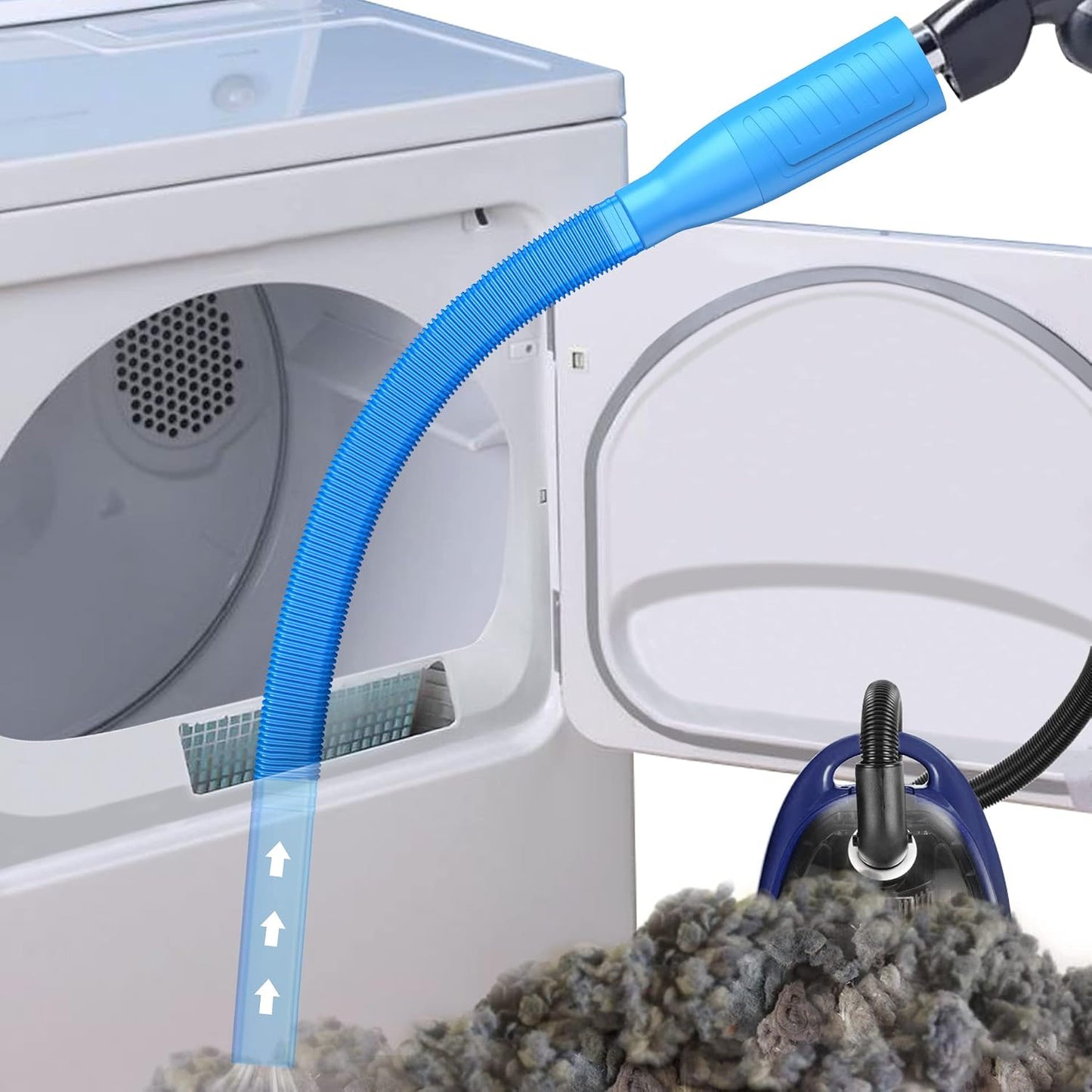 PetOde Dryer Vent Cleaner Kit – Dryer Vent Vacuum Hose Attachment Blue | Dryer Vent Cleaning Hose Reach Deep Inside Vents - Remove Hidden Lint, Speed Drying & Reduce Fire Risk