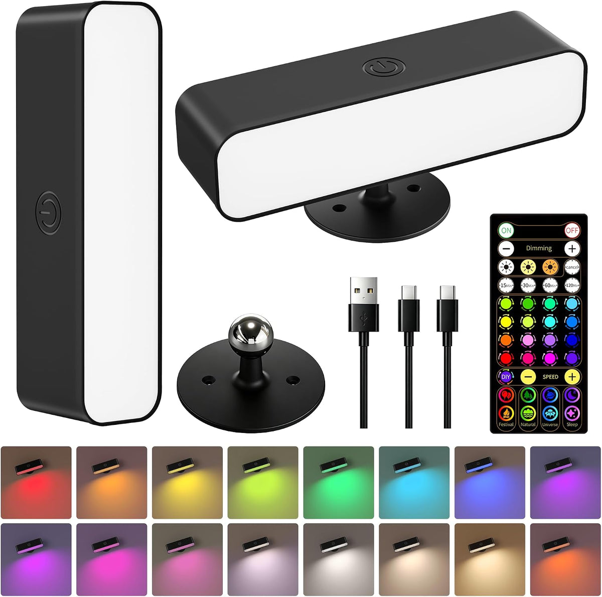 EZVALO Wireless RGB Light Bars, Rechargeable LED Mood Lights with Remote