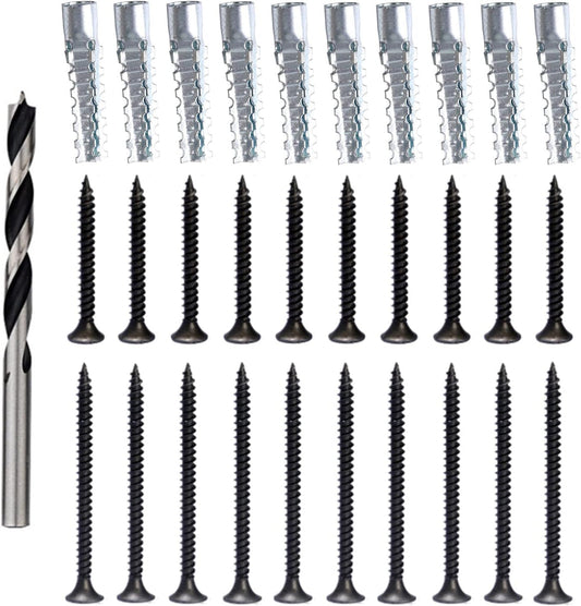 Screw Door Security Hardware Reinforcement Jamb Repair Kit - Terrific Solution for Stripped Door Hinge, Damaged Screw Repair (Black)