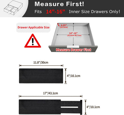 Utoplike 4 Pcs Bamboo Kitchen Drawer Dividers, Large Drawers Organizers | Adjustable Spring Loaded Expandable Organization, Works in Dresser, Bathroom, Bedroom, Office, Fit 17.8"-20.6" Drawer, 2.4"H